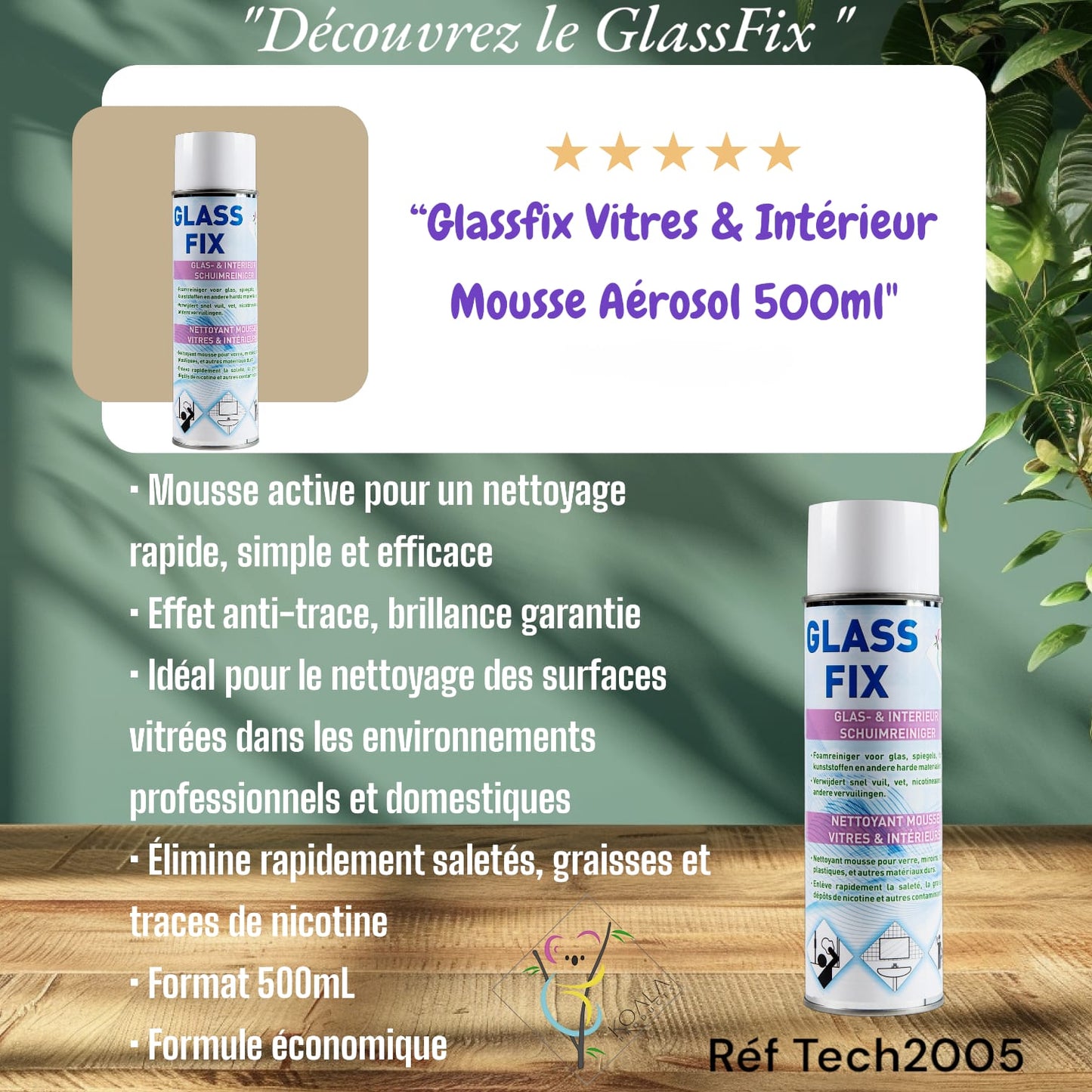 GLASS FIX MOUSSE ACTIVE 500ML KOALA