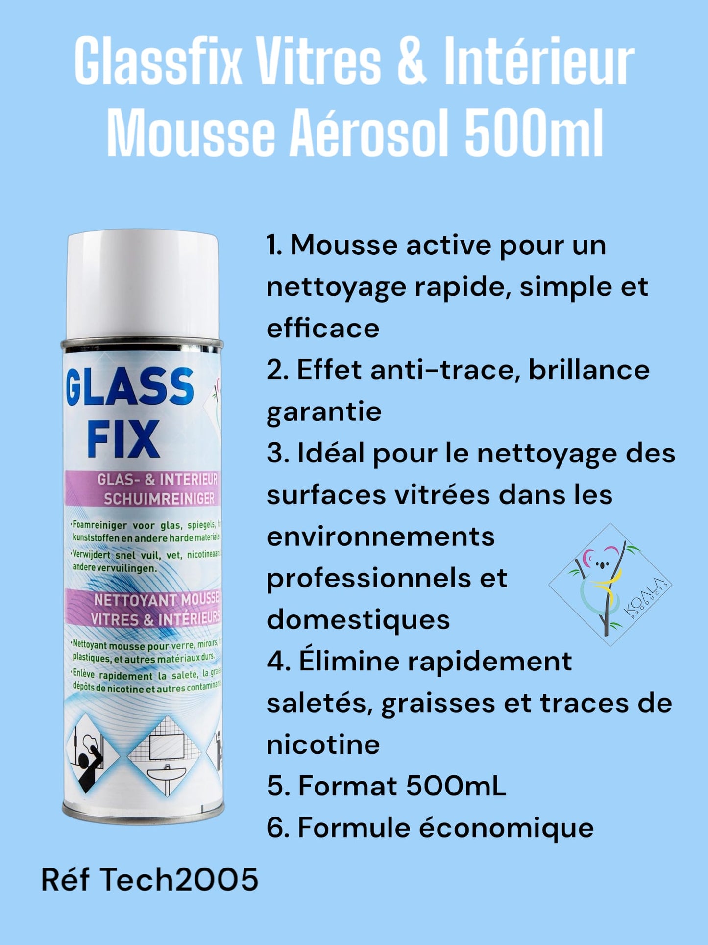 GLASS FIX MOUSSE ACTIVE 500ML KOALA