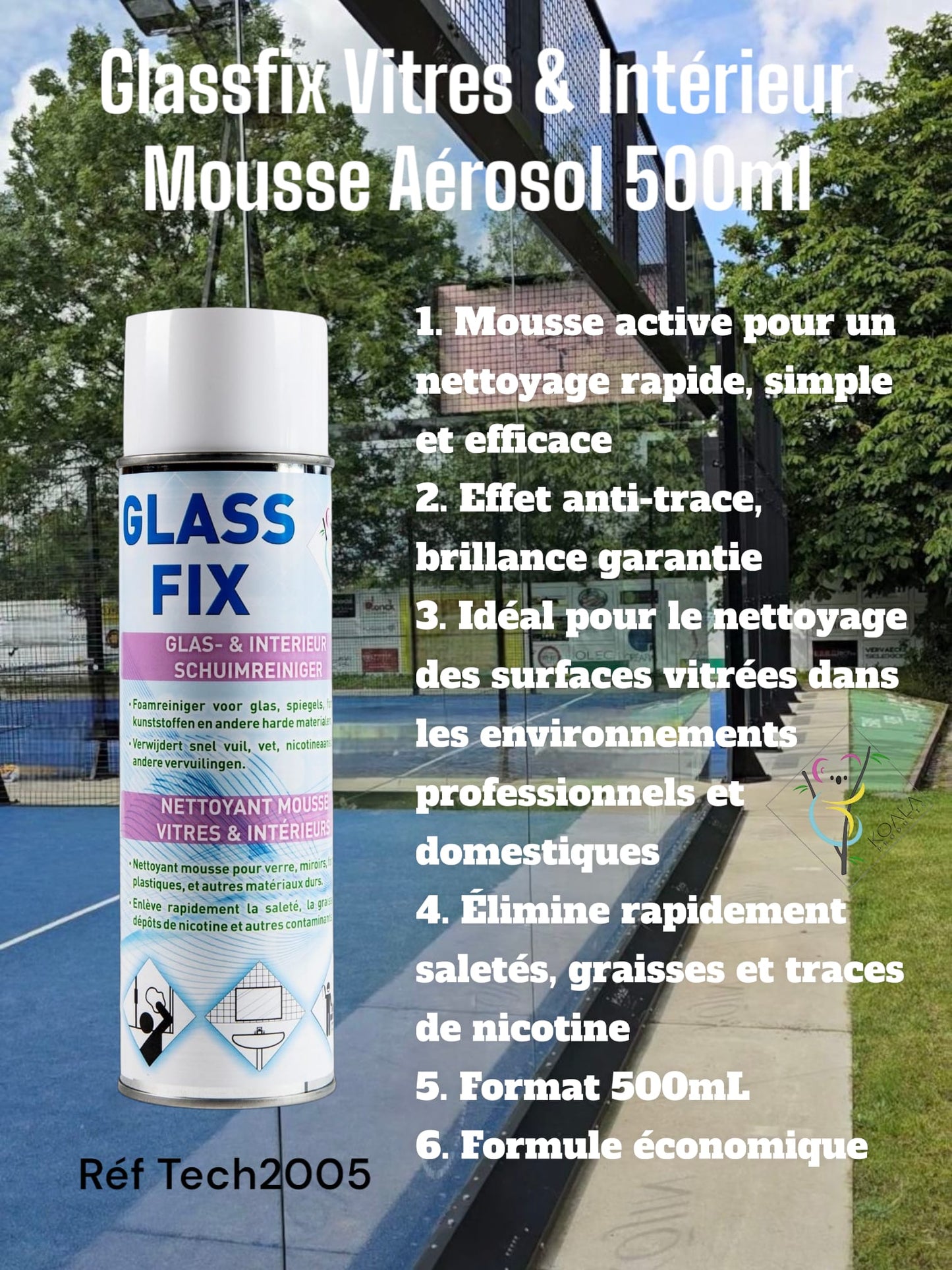 GLASS FIX MOUSSE ACTIVE 500ML KOALA